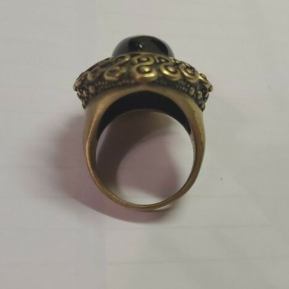 Heidi Daus Black Faux Pearl Clear Swarovski Crystal Ring Size 9 - Picture 3 of 6